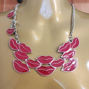 Lip Print Necklace and Earrings Set